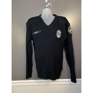 Blauer Duty Sweater Mens 2XL Dark Navy V Neck Rib Knit Shoulder Patch CT DOC